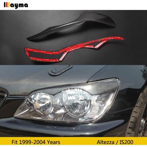 Carbon Fiber & Fiber glass primer Car Headlight Eyebrow Cover Trim Sticker Head Lamp Eyelid For Lexus IS200 Altezza 1999 - 2004