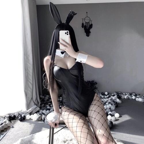 Sexy Cute Bunny Girl Faux Leather Material Rabbit Set Good Quality Can Wear Out To Comic Show Kawaii Cosplay Costume For Women