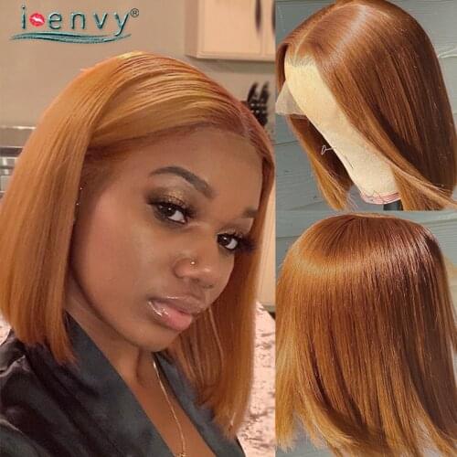 Bob Straight Human Hair Wigs Brazilian Blonde Lace Front Wig Remy Burgundy #99J Bob Wigs Transparent Lace Front Wigs Black Women