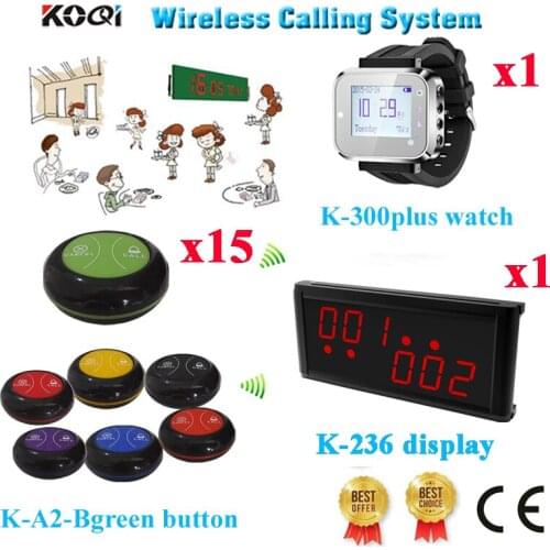 Restaurant Table Service Pager System Ycall 433.92MHZ Used In Fast Food Restaurant CE(1 display+1 watch+15 call button)