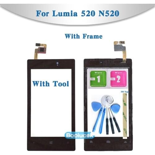 4.0" For Nokia Lumia 520 525 N520 N525 Touch Screen Digitizer Sensor Outer Front Glass Lens Panel With Frame High Quality
