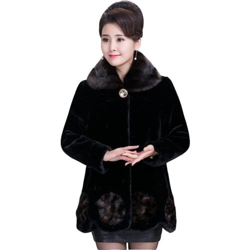 High quality imitation fur coat winter plus size imitation mink down coats ladies granny warm thick tops womens parka overcoat