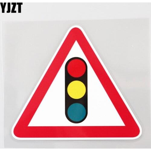 YJZT 12.2CM×10.6CM Road Traffic Warning Sign Decal PVC Car Sticker 12C-0289