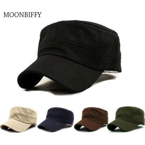 1PC Fashion Men Women Five Colors Unisex Adjustable Classic Style Plain Flat Vintage Army Hat Cadet Military Patrol Cap