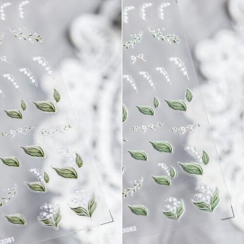 1pc Green Campanula Nail Sticker Tiger 5D Embossed Nail Stickers Water Slide Nail Art Decals Materials TS Sticker