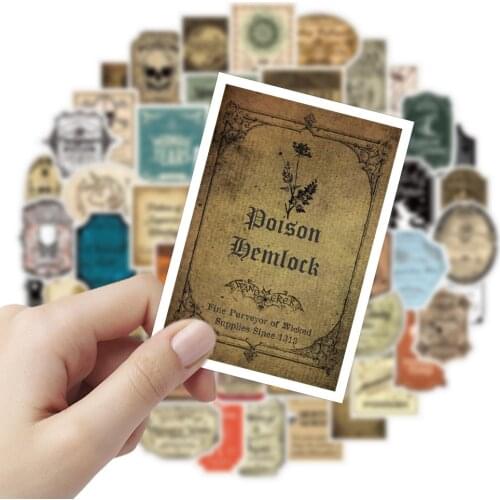 10/50Pcs Cartoon Retro Potion Label Stickers Vintage Poker Skull Sticker for The Diary Scrapbooking Ablum Stationery Graffiti
