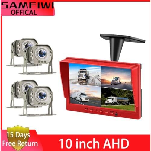 10inch 4ch Car Monitor for Auto 4 Split Car Screen Roof Mount Monitor Recorder AHD LCD Display for Truck Bus RV Rear View Camera
