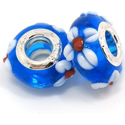 10Pcs Big Round Flower Round Large Hole European Beads Spacer Charms fit Pandora Bracelet DIY Chain Necklace for Jewelry Making