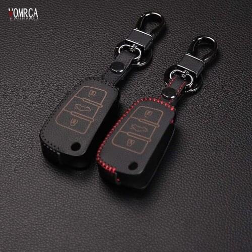 2017 Special offer hand stitch 100% leather Key Case Cover for Audi line A3 A5 Q3 Q5 A6 C5 C6 A4 B6 B7 B8 TT 80 S6 ,3 buttons