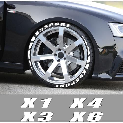 3D Rubber Letters Car Tyre Stickers For BMW X5 E53 E70 F15 G05 X1 F48 X3 F25 X6 E71 X2 F39 X4 F26 X7 G07 Sport Car Accessories