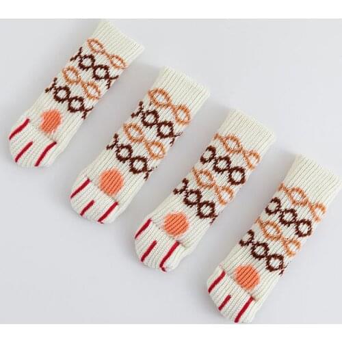 4pcs Floor Protection Chair Foot Pads Leg Furniture Wool Knitting Cover Chair Cat Pads Floor Paw Anti-noise Protector Socks