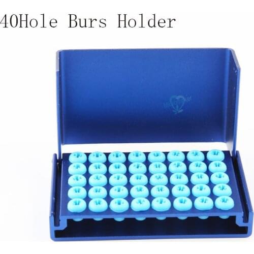 40Holes Dental Burs Holder Block Silicone Cover Autoclavable Box Disinfection Oral Clean Tool
