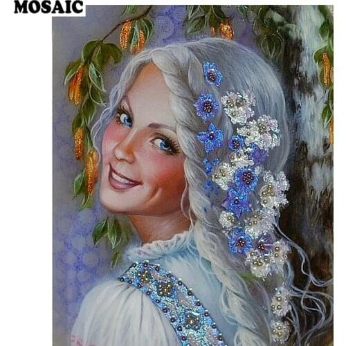 5d diy Diamond Painting"flower Woman"pictures Of Rhinestones Mosaic Full Square Set Beadwork Diamond Embroidery Cartoon Hobby
