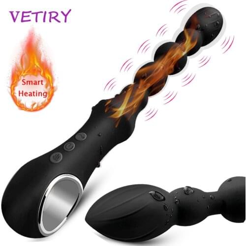 7 Speed Anal Vibrator Anal Beads Prostate Massage Heating Butt Plug Stimulator USB Charge Vibrators Sex Toys For Men Women