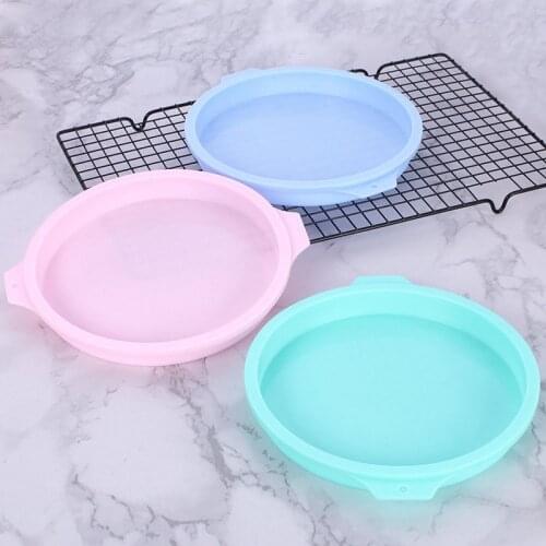 8 Inch Non-stick Silicone Round Rainbow Cake Mold Baking Pan Set Silicone Pizza Mold For Rainbow Cake Fondant Decoration Tools