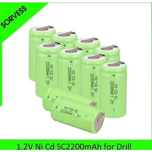 SORVESS 1-20PCS SC NI-CD battery White 3400mAh rechargeable subc battery 1.2 v with tab for makita dewalt for bosch OOLAPR