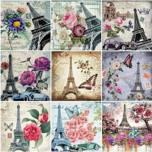 HUACAN 5d Diamond Painting Full Drill Square Landscape Flower Diamond Embroidery Sale Eiffel Tower Rhinestones Mosaic Home Decor