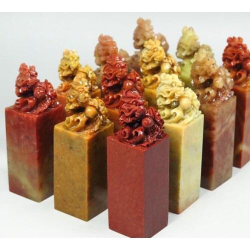 Free shipping 2.5x2.5x8cm Jinshi Engraved Red Stone Niu Long Seal Cutting Chapter Fine Decoration
