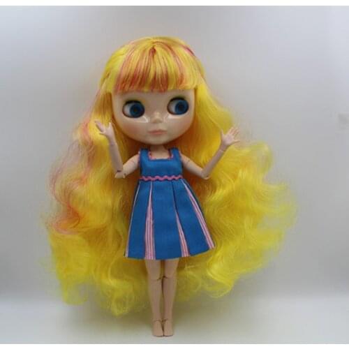 Free Shipping BJD joint RBL-356J DIY Nude Blyth doll birthday gift for girl 4 colour big eyes dolls with beautiful Hair cute toy