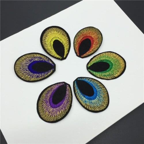 6Pcs/4X4.5cm Feather Red/Green Applique Clothing Embroidery Patch Fabric Sticker Iron On Patch Craft Sewing Repair