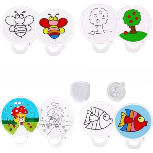 DIY Graffiti Fan Toys For Children Girl Gift Cartoon Animal Line Draft Blank Fan kindergarten Arts Craft Foldable Carry