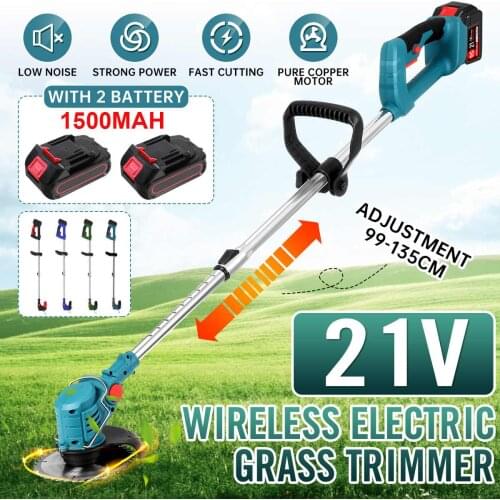 Electric Grass Trimmer With 1/2 Battery Cordless Pruning Cutter Length Adjustable Lawn Mower Garden Tools For Makita 18v Battery