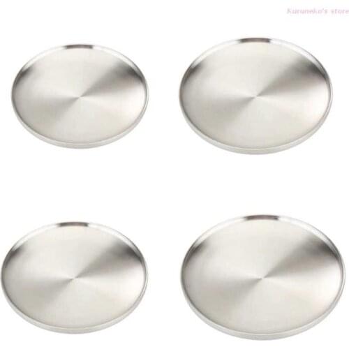 HX6D Stainless Steel Double Layer Round Dinner Plate Heat Insulation Dish Anti-scald