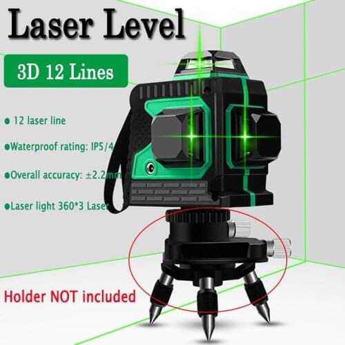 Laser Level Green Light 3D 12Lines Digital Display Self Leveling 360 Degree Rotary Measure Tool Waterproof Horizontal Measure