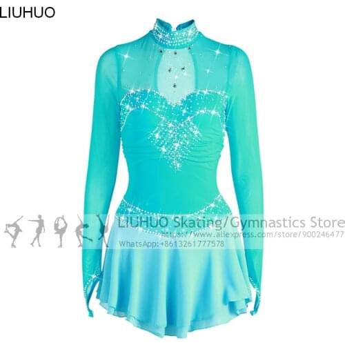LIUHUO Competition Costumes Ice Skating Dress Performance Wear Cheerleading Uniforms Women Figure Skating Dress Children