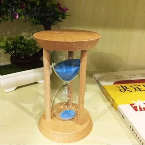 MagiDeal 30 Minutes Wooden Frame Sand Timer with Blue Sand Hourglass Home Decoration