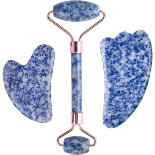 Massager For Face Lift Gouache Scraper Jade Facial Massage Roller Natural Crystal Stone Guasha Anti-wrinkle Skin Care Beauty Set