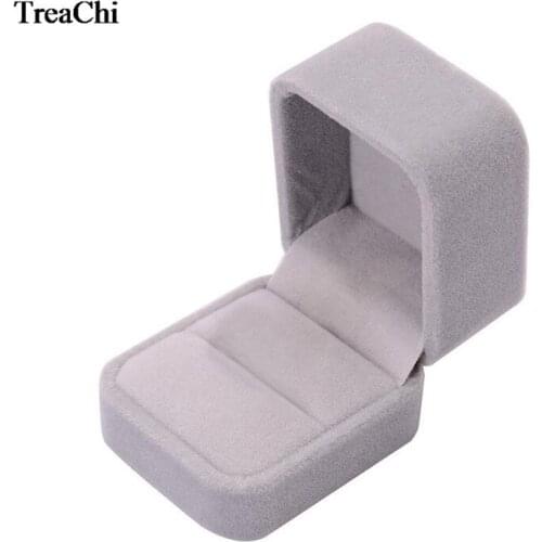 Fashion Grey Velvet Ring Earrings Bracelet Jewelry Package Case Wedding Engagement Pendant Necklace Organizer Storage Gift Box