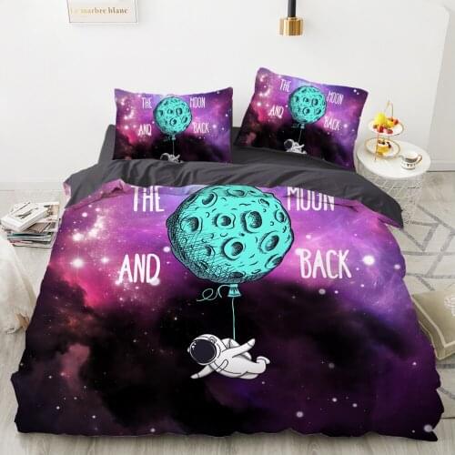 Cartoon bedding set for kids children baby Child duvet cover set 140x200 twin single Bed linen Customizable Space astronaut fly