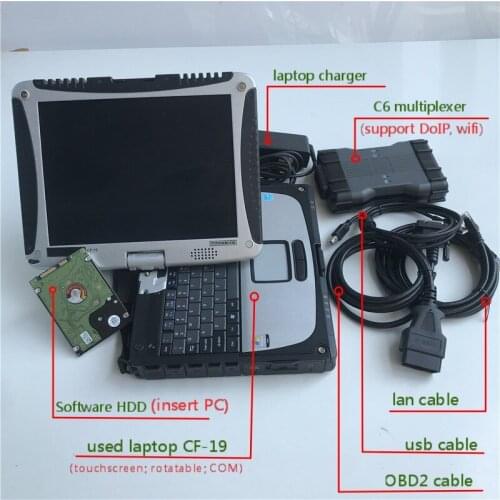 MB Star C6 DoIP Diagnosis Multiplexer with Laptop CF-19 V2020.09 Software Xen-try HDD wifi function Diagnosis VCI SD Connect C6