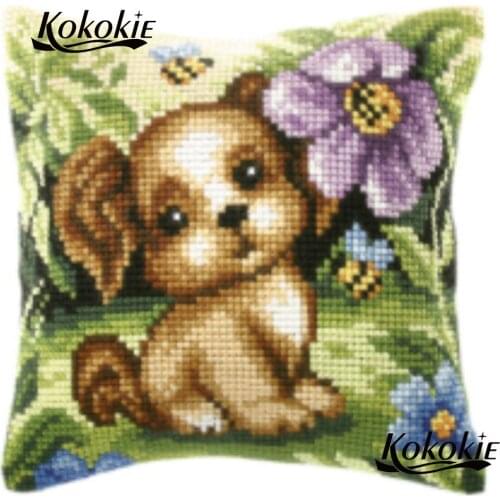 Throw pillow case cartoon pillow kits cross stitch Embroider Needlework kits fabric Embroidered mats Counted cushion mat kits