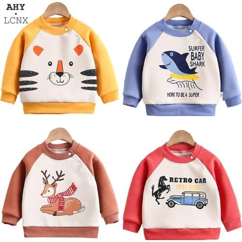 Autumn Winter Cartoon Baby Sweatshirts Boys Girls Childrens Pullovers Kids Sweater Clothing Plus Velvet Warm Spring Jacket