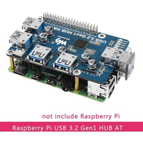 Raspberry Pi 4B USB 3.2 Gen1 HUB HAT DC 5V Expansion Board With 4x USB 3.2 Gen1 Ports for Raspberry Pi 4B