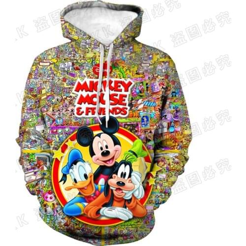 Disney Mickey Mouse Cartoon Anime Clothes For Boy Girl Kids Casual Streetwear 3D Print Men Sweatshirt Oversize Women Hoodies