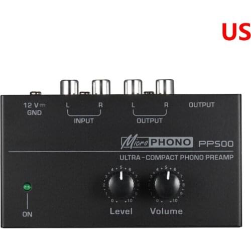 PP500 Phono Preamp Preamplifier with Level Volume Controls RCA Input Output 1/4" TRS Interfaces for LP Vinyl Turntable 50LA