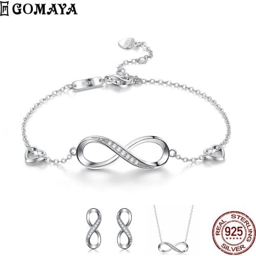 GOMAYA Featured Products 925 Sterling Silver Necklace Earrings Bracelet Vogue Jewelry Sets For Women Wedding Party Fine Jewelry