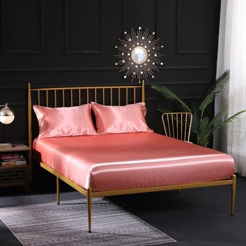 Luxury Queen King Size Bedding Set Satin Silk Fitted Sheet with Pillowcases Bed Mattress Protector Cover Twin Queen Bedclothes