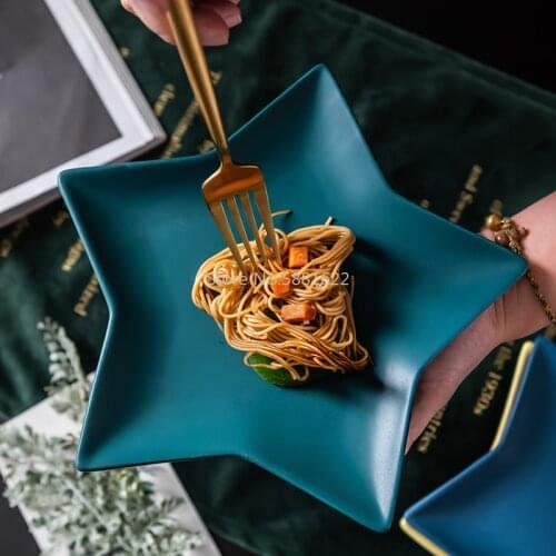 Nordic Five-pointed Star Plate Ceramic Dish Creative Household Dinner Plate Western Steak Plate Fruit Salad Dessert Plate