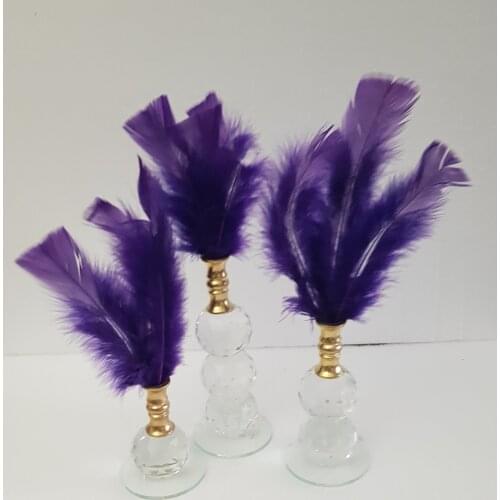 EU HOME DECORATION TRIPLE PURPLE FEATHER DECOR GOLD COLOR NOZZLE