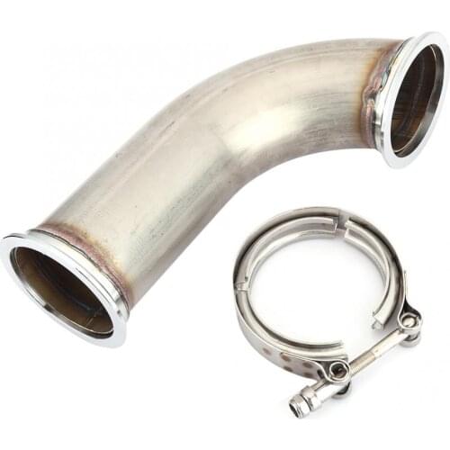 Universal 3inch 90 Degrees V-Band with Clamp Pipe Short Leg Stainless Steel Downpipe + Clamp Automobiles