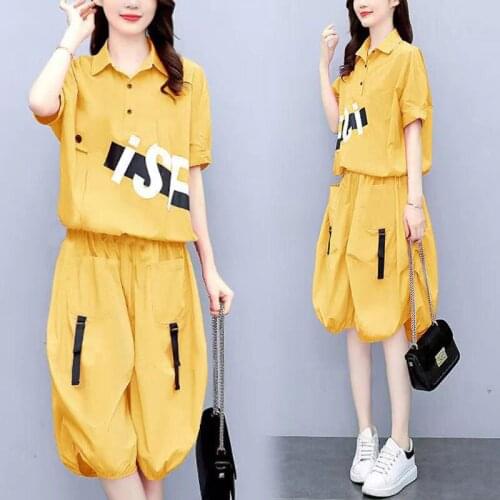 Womens Summer 2021 New Fashion Casual Five Point Wide Leg Bloomers Two Piece Suit Women Vestido Oodji Vintage Vfemage Dresses