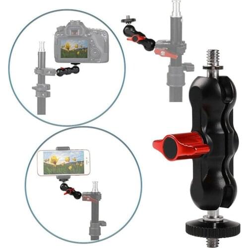 1/4" Screw Double Swivel Ball Head Magic Arm Mount Adapter for DSLR Camera Flash