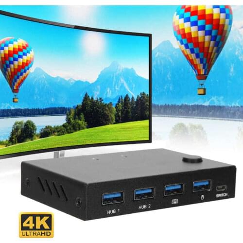 2 Port HDMI-campitible KVM Switch Audio Video Adapter HUB/HDMI/KVM Switch Box 3840 x 2160 30Hz for Mouse/Keyboard HUB Switch Box