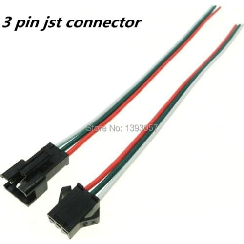 5 Pairs 3 pin jst connector Male & Female plug and socket connecting Cable Wire for WS2811 WS2812B RGB LED Strip
