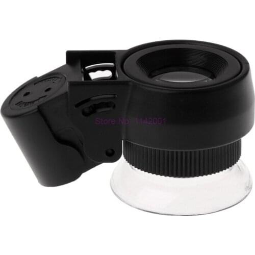 50pcs 45X with LED And UV Cylinder Zoom Jewelry Magnifiers Magnifying Glass Loupe Currency Detecting