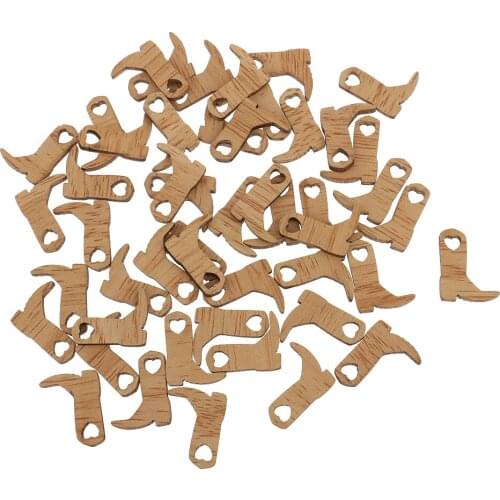 50 Pieces Cowboy Boot Wooden Embellishments Crafts Embellishment for Wedding